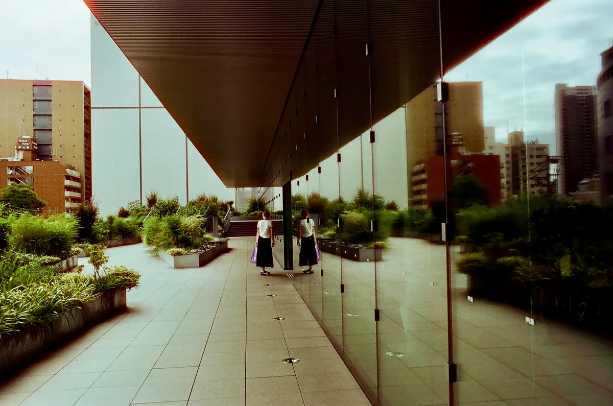 Outside the Nakanoshima Museum of Art, Osaka, Japan.Shot on Cinestill 400D.